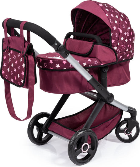 Bayer design - combinaison landau pour poupée xeo, sac, bordeaux, rose, étoiles
