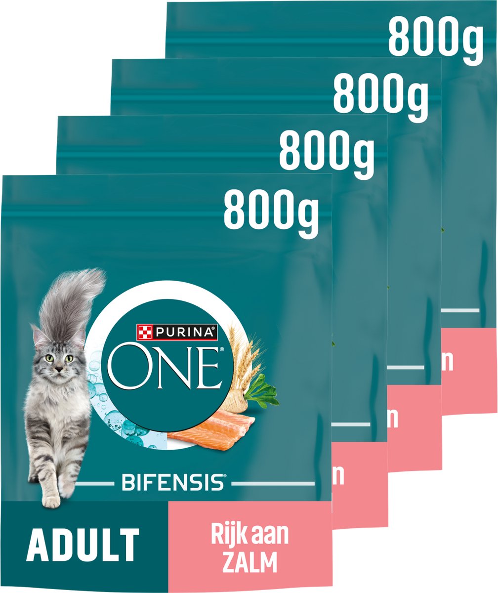 Purina one adult - nourriture pour chat - grains entiers de saumon - 4 x 800 g
