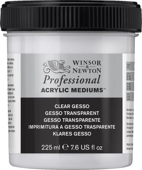 Winsor Newton 3040859 Professional Acrylique Clear Gesso Primer 225 ml – Apprêt acrylique transparent pour peinture à l'huile acrylique
