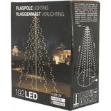Éclairage mât de drapeau blanc chaud 192 LED 190cm