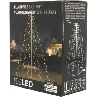 Éclairage mât de drapeau blanc chaud 192 LED 190cm