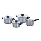 Bk karat+ set de poêles 4 pièces - 16 18 20 cm - sans revêtement antiadhésif sans PFA - set de poêles à induction - poêle de cuisson en inox - passe au four jusqu'à 160°c - avec couvercle - argent