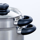 Bk karat+ set de poêles 4 pièces - 16 18 20 cm - sans revêtement antiadhésif sans PFA - set de poêles à induction - poêle de cuisson en inox - passe au four jusqu'à 160°c - avec couvercle - argent