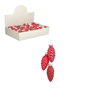 Maison des saisons décoration de Noël pomme de pin rouge 6x3 cm