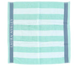 Torchon de cuisine Laura Ashley blanc + rayures menthe 50 x 50 cm