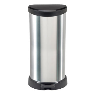 Poubelle à pédale Curver Decobin ovale 40l argent noir