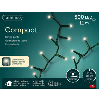 Lumineo Noël compact intérieur extérieur blanc chaud 11 mètres 500 lumières