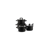 Bk flow cool black set de poêles 4 pièces - 16 18 20 cm - sans revêtement antiadhésif sans PFA - set de poêles à induction - poêle de cuisson en acier inoxydable - passe au four jusqu'à 160°c - avec couvercle - argent