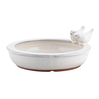 Esschert bain d'oiseaux design en céramique rond assorti