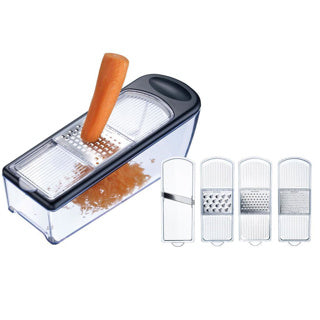 Westmark set râpe et rabot avec 4 grilles de coupe et bac de récupération, plastique inox, technicien quadro, argent noir transparent, 14352260