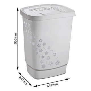 Rotho panier à linge fleurs 55l gris