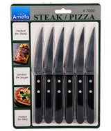 Amefa set de couteaux à steak à pizza 6 pièces noir