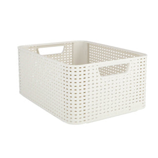 Panier de rangement style Curver taille m 18 l blanc