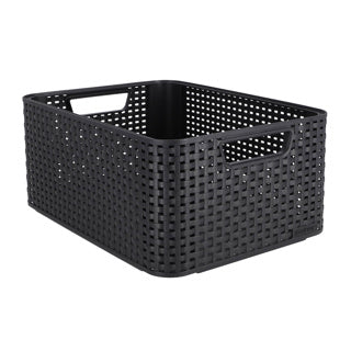 Panier style Curver m empilable style rotin anthracite (lxlxh 38x28x17cm)