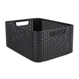 Panier style Curver m empilable style rotin anthracite (lxlxh 38x28x17cm)
