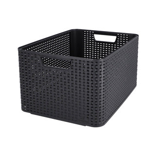 Corbeille style Curver l style rotin anthracite (lxlxh 44x32x23cm)