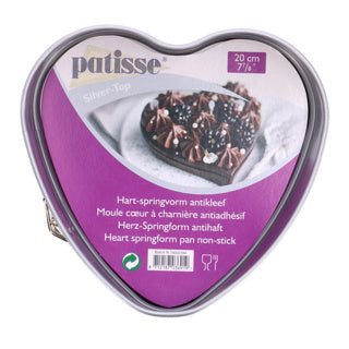 Moule à charnière coeur argenté Patisse 20 cm