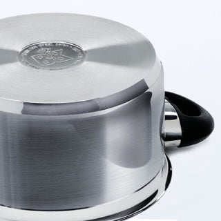 Poêle BK karat+ 24 cm - 6,2 l - sans revêtement antiadhésif sans PFA - poêle à induction - poêle en inox - jouet allant au four 160°c - avec couvercle - argent