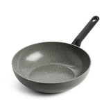 Poêle wok en céramique granite Bk 28 cm - 3,7 l - poêle wok induction - sans couvercle - passe au four jusqu'à 160 degrés - poignée froide - sans PFA - gris