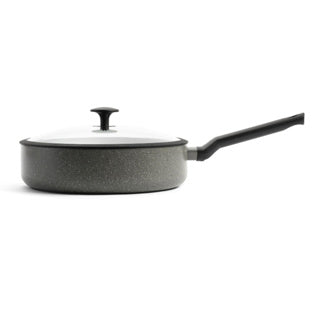 Poêle céramique céramique granite Bk 28 cm – 4,2 l – poêle à induction – avec couvercle – passe au four jusqu'à 160 degrés – poignée froide – sans PFAS – gris