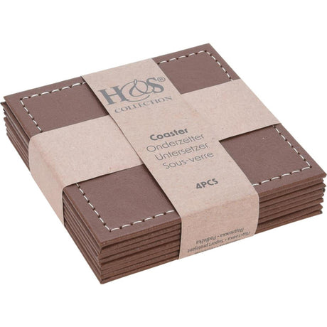 Set de dessous de verre Home Styling cuir artificiel 4 pièces 10x10cm