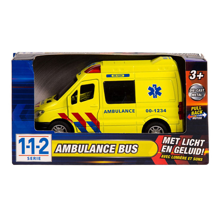 112 112 Pull Back Ambulance Bus 1:34 + Light and Sound