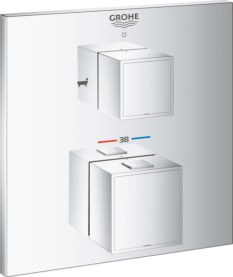 Robinet de bain à encastrer Grohe Grohtherm cube - partie en saillie - avec inverseur - chrome