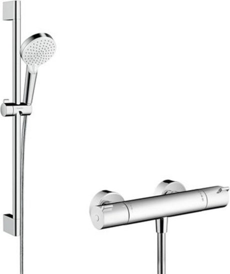 Hansgrohe kit de rénovation crometta vario 1001 cl - thermostat - thermostat ecostat - 65 cm - chrome blanc