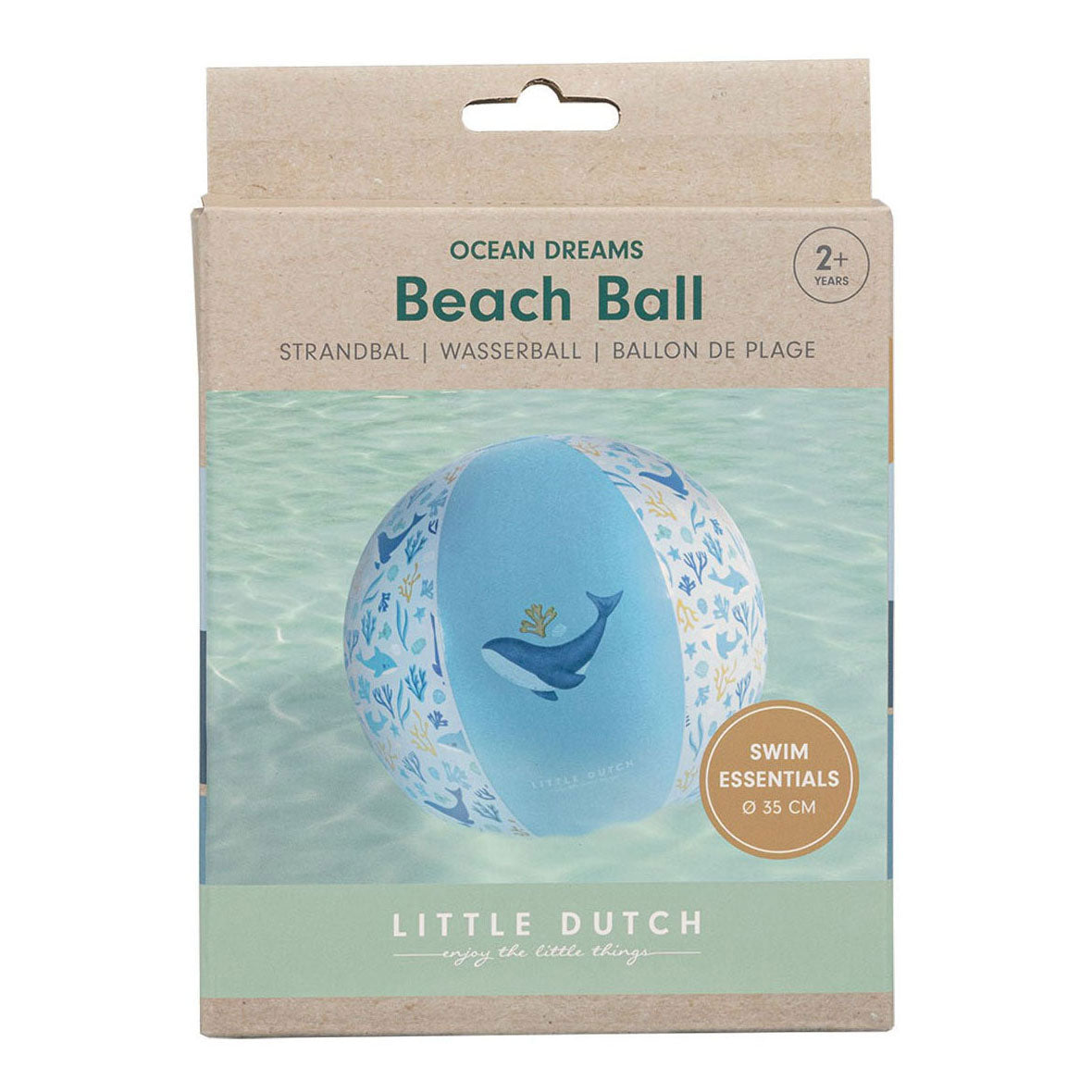Ballon de plage Little Dutch Ocean Dreams bleu, 35 cm