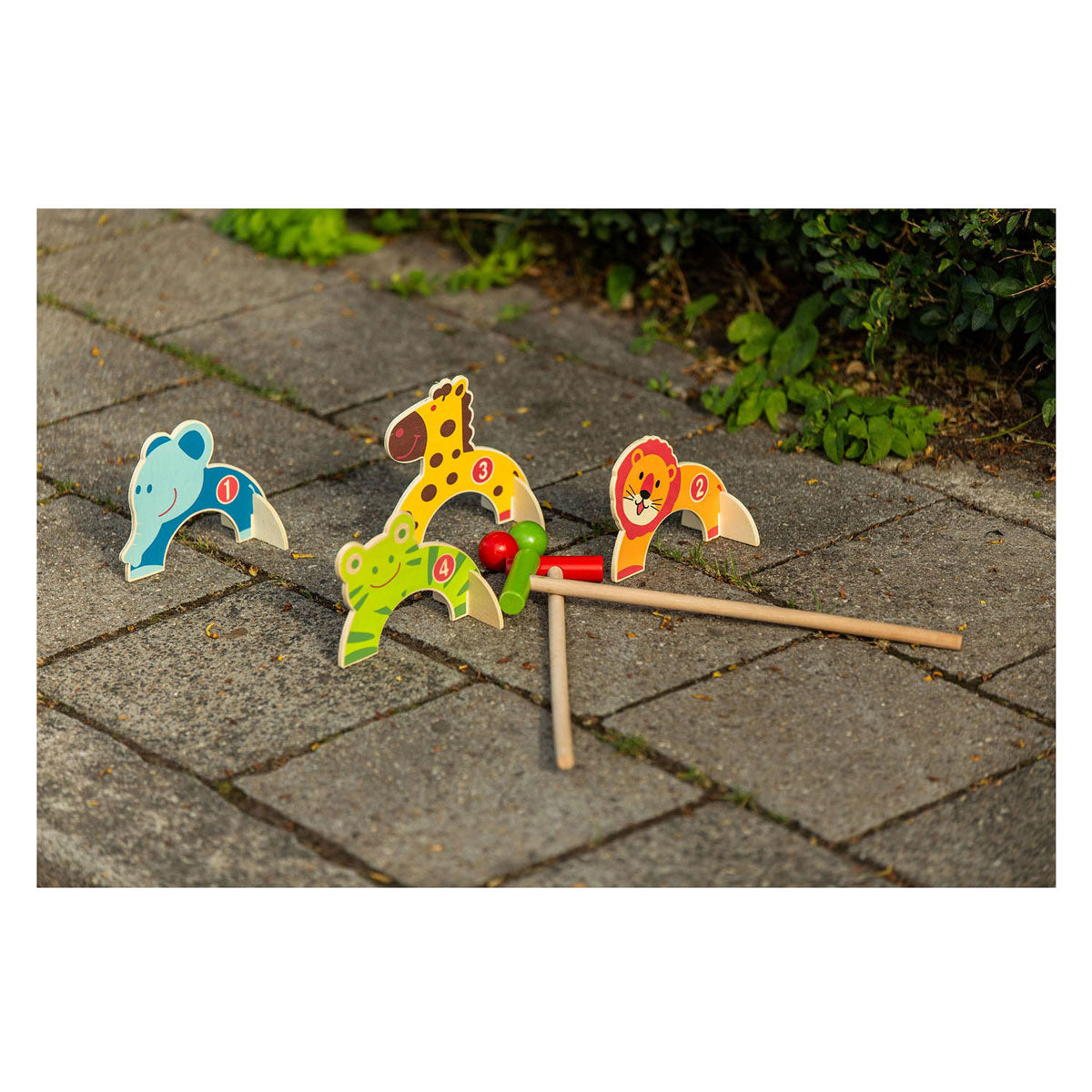 Outdoor Play Outdoor Holz-Déieren Croquet