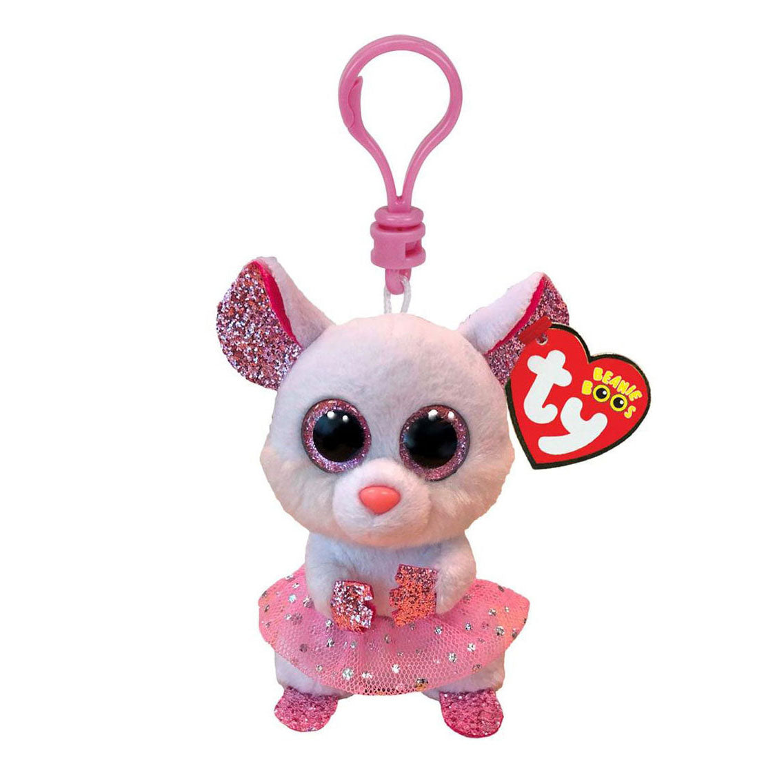 Clip de Ty Beanie Boo Nina Mouse, 7cm