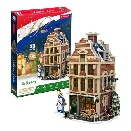 Puzzle 3D cubique amusant Boulangerie hollandaise avec éclairage LED - 65 pcs.