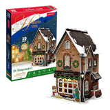 Puzzle 3D amusant et cubique, usine de sabots, éclairage LED, jouets de village de Noël.