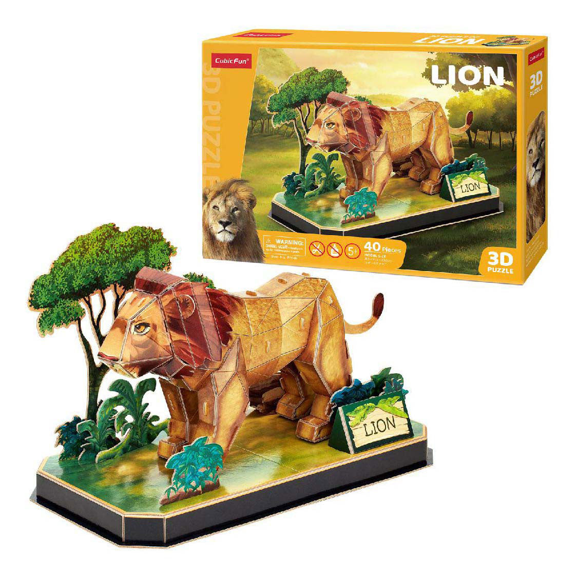 Puzzle 3D amusant et cubique, lion
