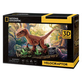 Puzzle 3D amusant cubique Vélociraptor National Geographic