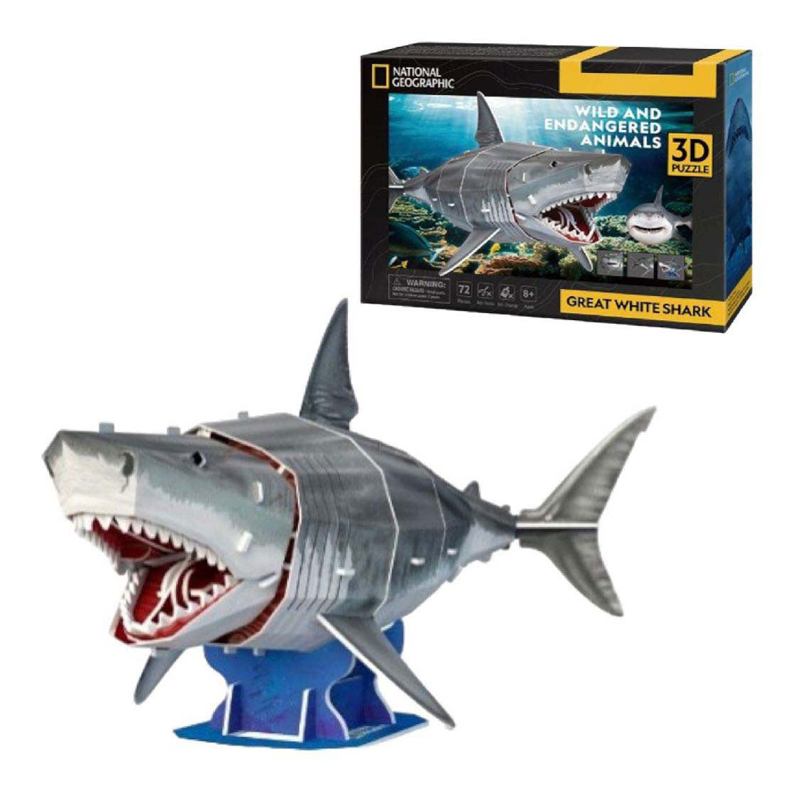 Puzzle 3D amusant et cubique, requin blanc national Geographic