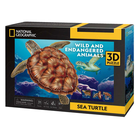 Puzzle 3D amusant et cubique, tortue de mer géographique nationale