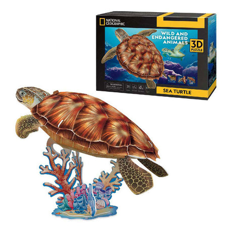 Puzzle 3D amusant et cubique, tortue de mer géographique nationale