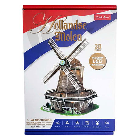 Moulin à puzzle 3D cubique amusant LED - 65 pcs.
