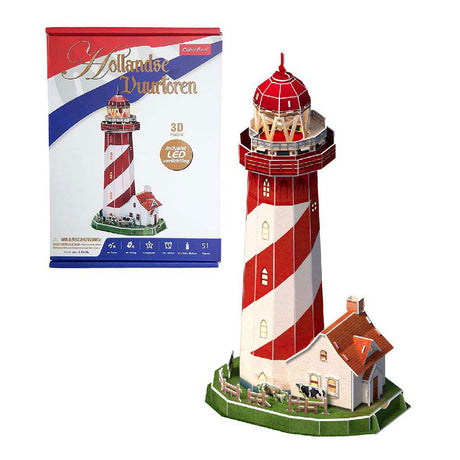Puzzle 3D cubique amusant phare LED, 51 pièces.