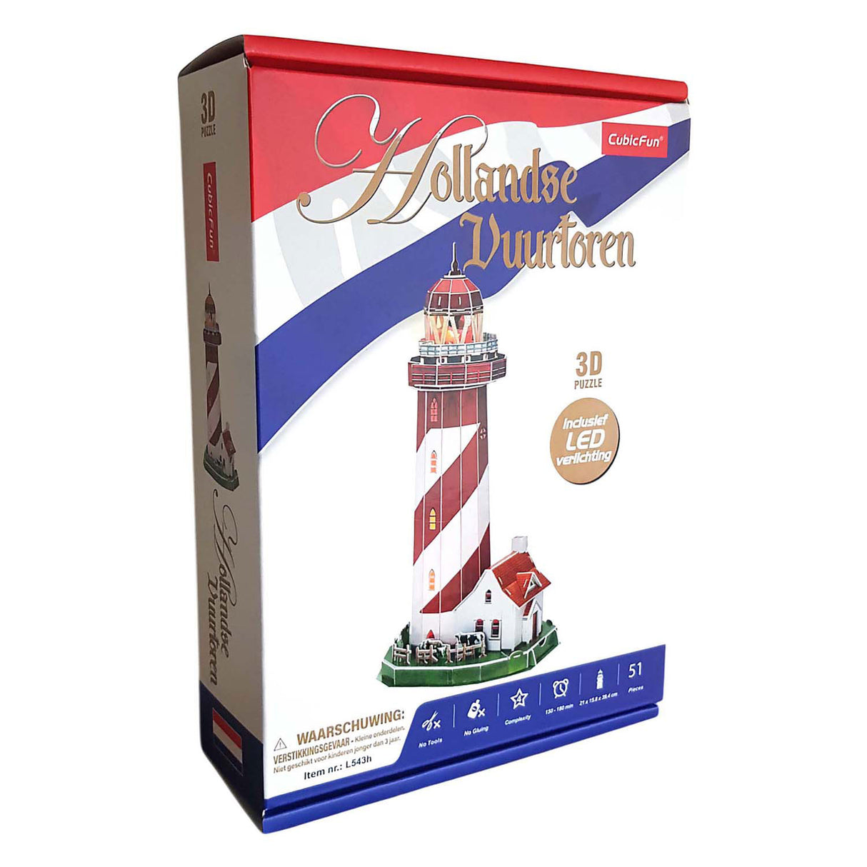 Puzzle 3D cubique amusant phare LED, 51 pièces.