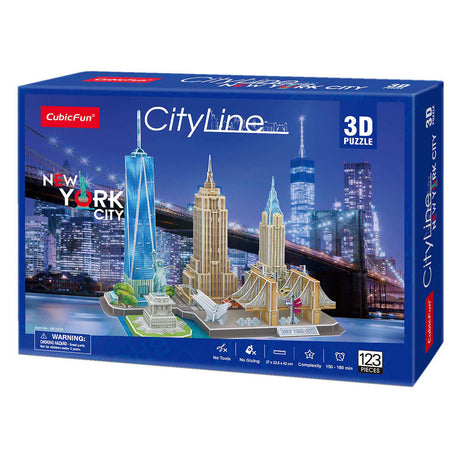 Puzzle 3D cubique amusant City Line New York City - 123 pièces - à partir de 8 ans