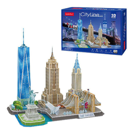 Puzzle 3D cubique amusant City Line New York City - 123 pièces - à partir de 8 ans