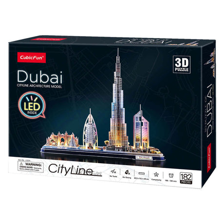 Puzzle 3D cubique amusant City Line Dubai avec éclairage LED