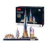 Puzzle 3D cubique amusant City Line Dubai avec éclairage LED