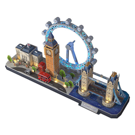 Puzzle 3D cubique amusant City Line Londres LED, 107 pièces.