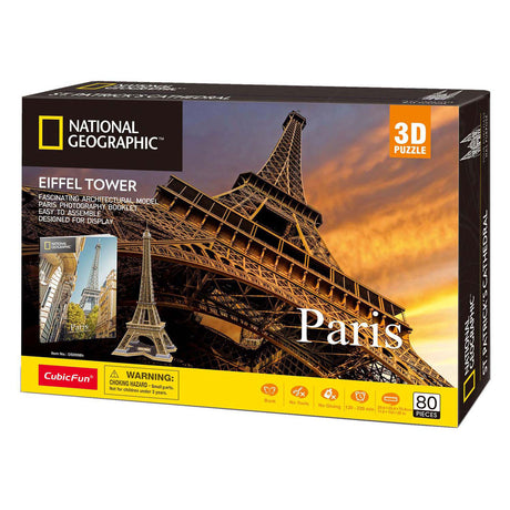 Puzzle 3D amusant et cubique, tour eiffel géographique nationale