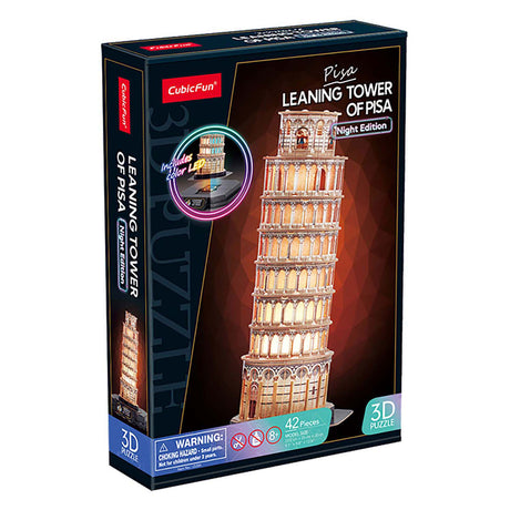 Puzzle 3D amusant et cubique Tour de Pise avec éclairage LED