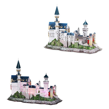 Puzzle 3D cubique amusant Château de Neuschwanstein - avec éclairage LED - 128 pièces