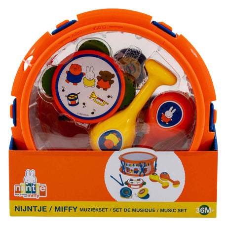 Rubo jouets Miffy ensemble de musique - tambourin - tambour - clap - maracas - instruments jouets